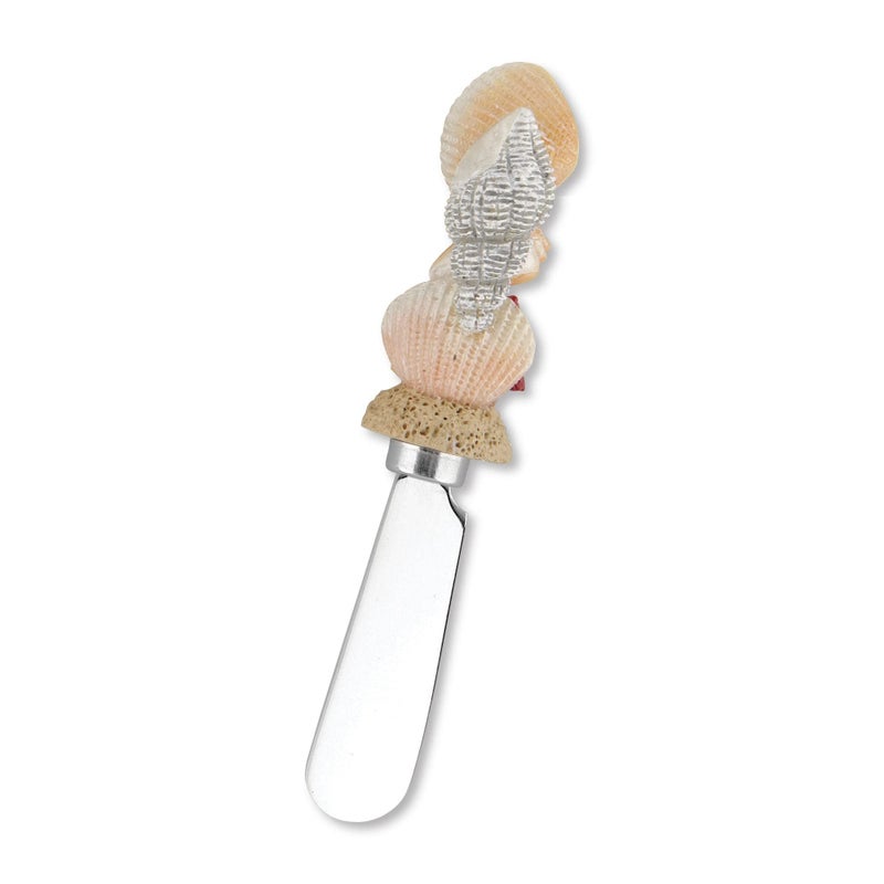 Wine Things Shells on Beach Cheese Spreaders, Hand-Painted Resin Handles with Stainless Steel Blades for Spreading Cream Cheese, Butter, and Jam, Assorted Designs, Set of 4 - Image 2